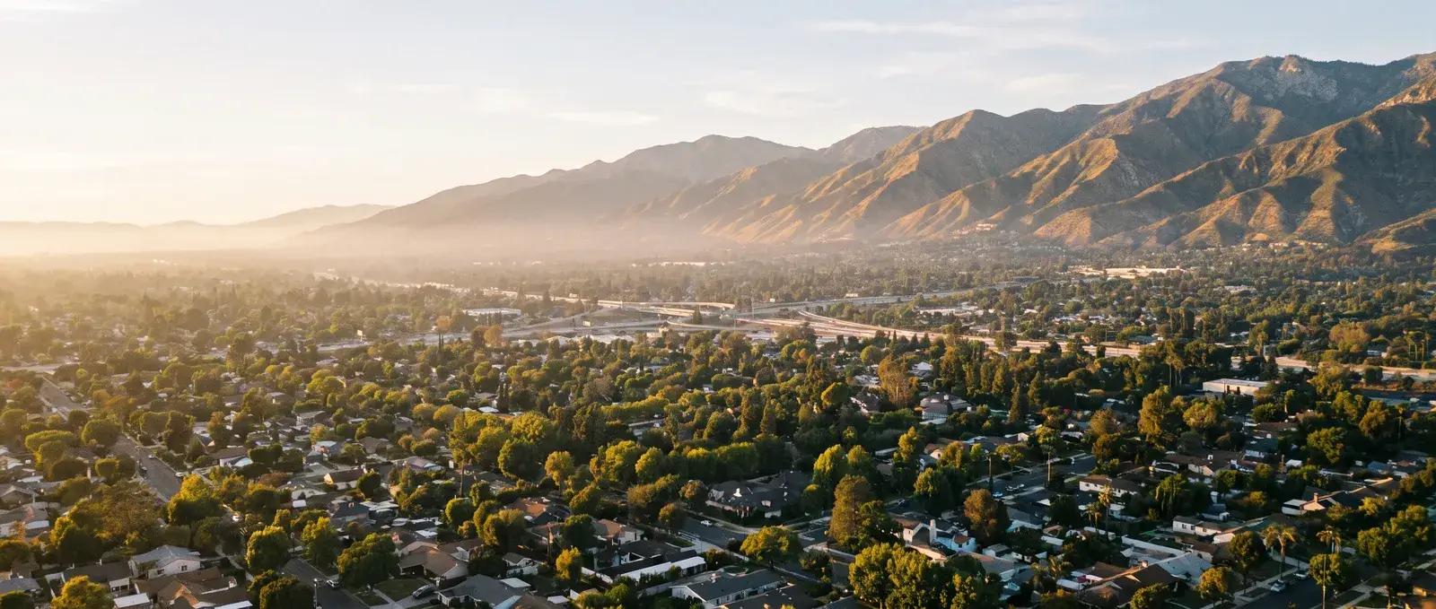 Golden-hour view across the northern San Fernando Valley toward Sylmar