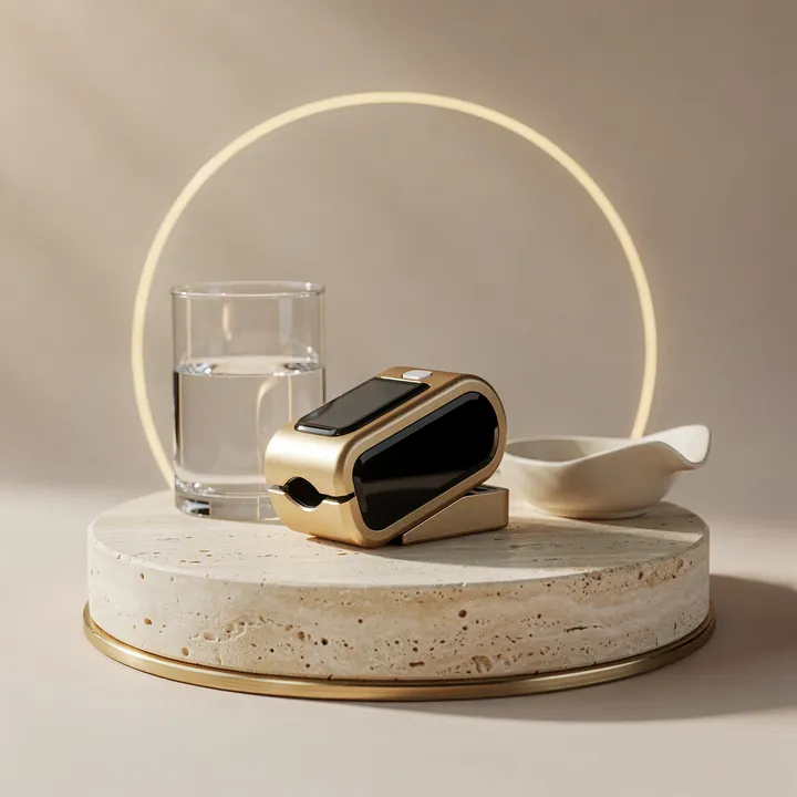 A pulse monitor beside a glass of water: vital signs checked around the clock during detox