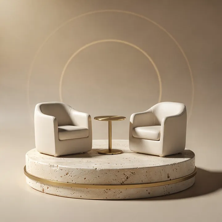 Two armchairs facing each other: one-on-one therapy during residential treatment